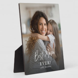 Best Mum Ever Modern Custom Photo Gift From Child Plaque