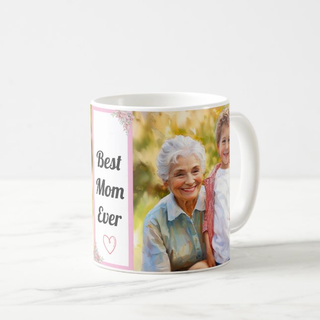 Best  Mum Ever Modern Custom Photo with text Coffee Mug (Front Right)