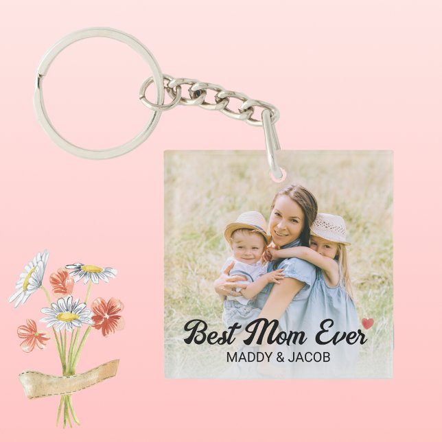 Best Mum Ever Modern Photo  Key Ring (Creator Uploaded)