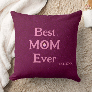 best mum ever modern retro solid mothers day cushion