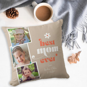 Best Mum Ever Modern Typography 3 Photo Cushion