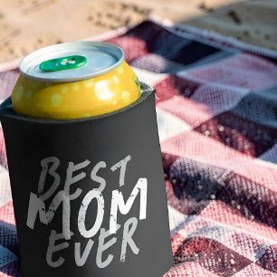 Best Mum Ever Modern White and Grey Grunge Can Cooler