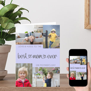 Best Mum Ever Mother's Day 4 Photo Collage Lilac Holiday Card