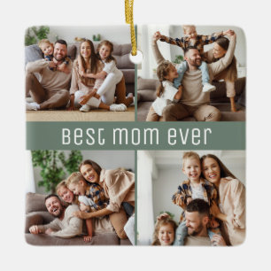 Best Mum Ever Mother's Day 5 Photos Sage Green Ceramic Ornament