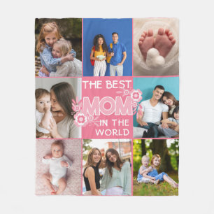 Best Mum Ever Mother's Day 8 Photo Collage Fleece Blanket