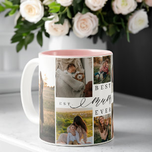 Best Mum Ever Mother's Day 8 Photo Collage Two-Tone Coffee Mug