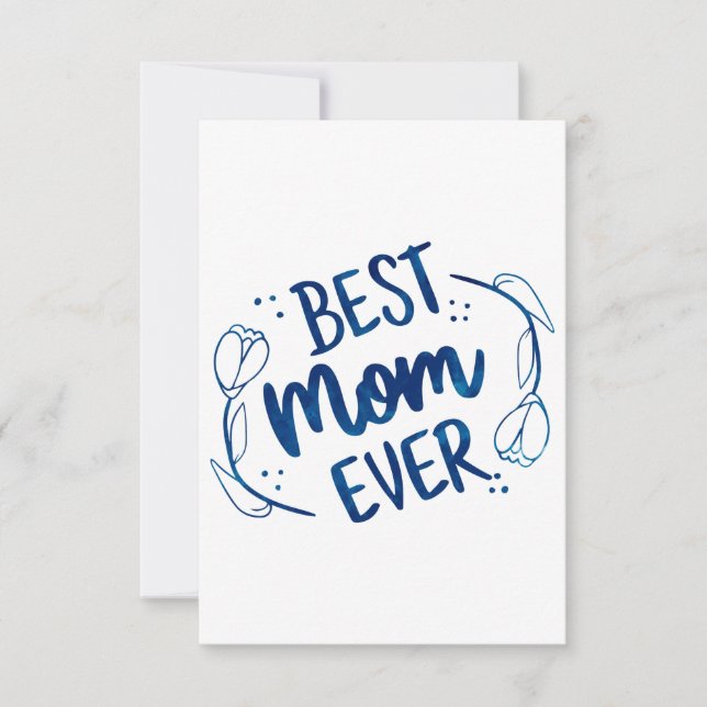Best Mum Ever Mothers Day Blue Floral Gift Idea RSVP Card (Front)