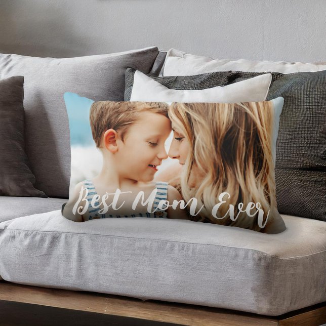 Best Mum Ever Mothers Day Custom Photo Lumbar Cushion (Creator Uploaded)