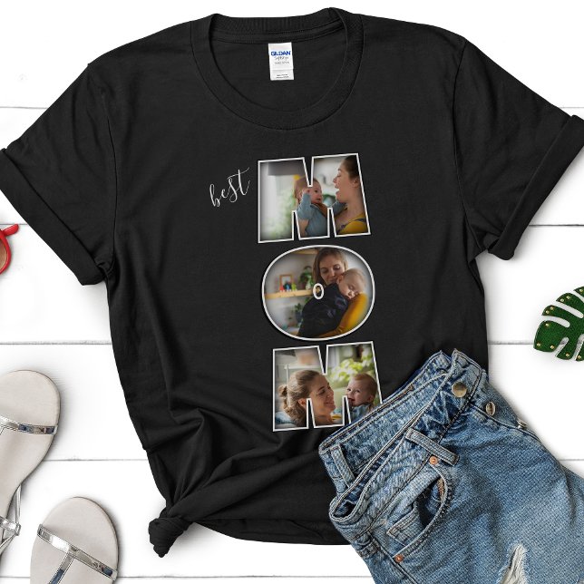 Best Mum Ever Mother's Day Gift 3 Photo Cutout T-Shirt (Creator Uploaded)