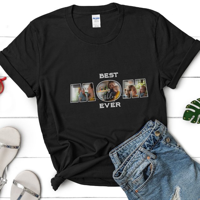 Best Mum Ever Mother's Day Gift Name 3 Photo  T-Shirt (Creator Uploaded)