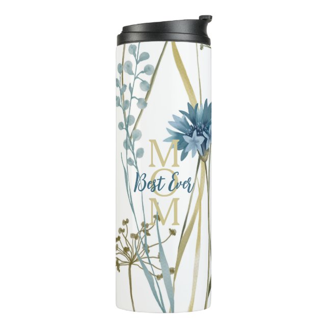 Best Mum Ever Mother's Day Monogram Floral  Thermal Tumbler (Rotated Left)