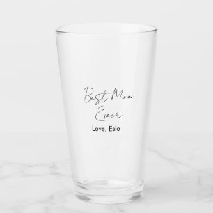 best mum ever mothers day name date simple minimal glass