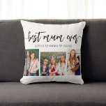 Best Mum Ever - Mother's Day Photo Collage Cushion<br><div class="desc">Celebrate Mother's Day with the Best Mum Ever Photo Collage Throw Pillow. This personalised keepsake features a beautifully arranged collage of cherished photos, capturing special moments with your mum. Crafted from high-quality materials, it adds a stylish and sentimental touch to any space, perfect for displaying on a bed or couch....</div>