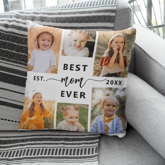Best Mum Ever - Mother's Day Photo Collage Cushion (Creator Uploaded)