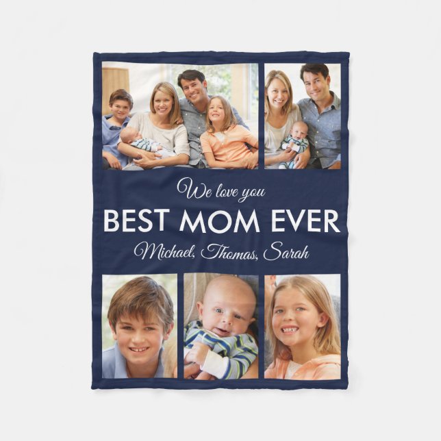 Best Mum Ever Mothers Day Photo Collage Fleece Blanket (Front)