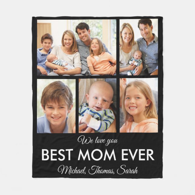 Best Mum Ever Mothers Day Photo Collage Fleece Blanket (Front)