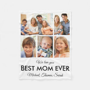 Best Mum Ever Mothers Day Photo Collage Fleece Blanket