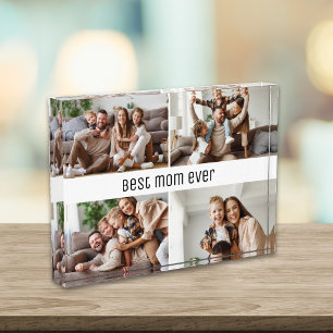 Best Mum Ever Mother's Day Photo Collage White Block