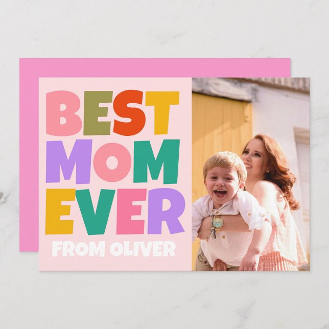 Best Mum Ever Mothers Day Photo Colourful  Card (Creator Uploaded)