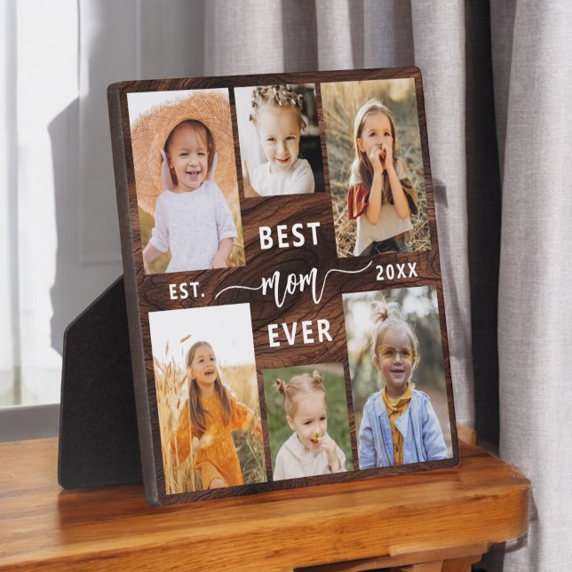 Best Mum Ever - Mother's Day Photo Wood Collage Plaque (Creator Uploaded)