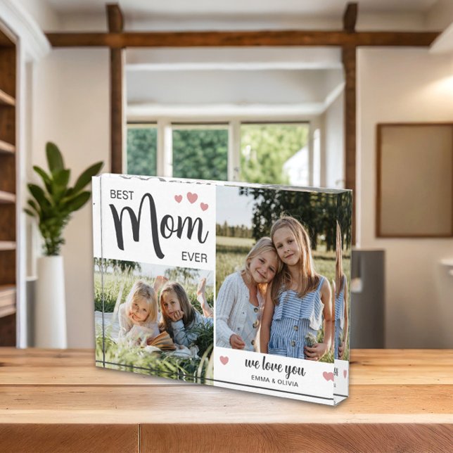 Best Mum Ever Mothers Day Pink  Photo Block (Best Mom Create Your Own Photo Block by MINTIC DESIGN STUDIO)
