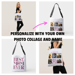 Best Mum Ever Mother's Photo Collage Cute Pink Crossbody Bag