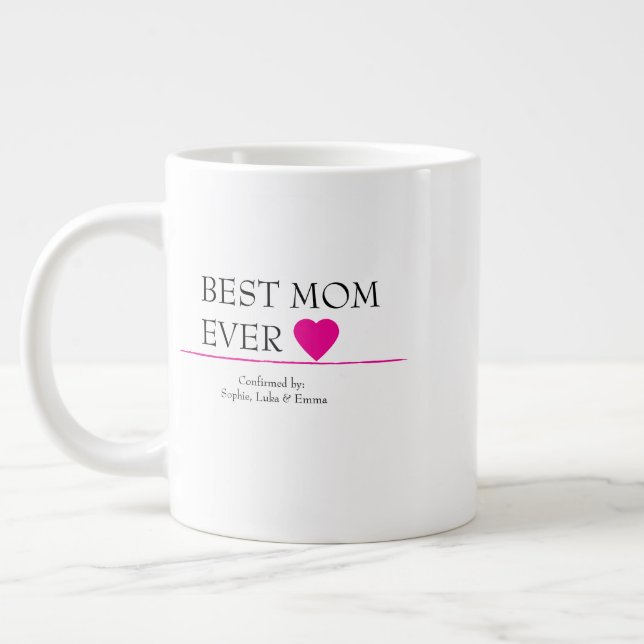 Best Mum Ever Mug with Pink Heart – Confirmed By.. (Left)