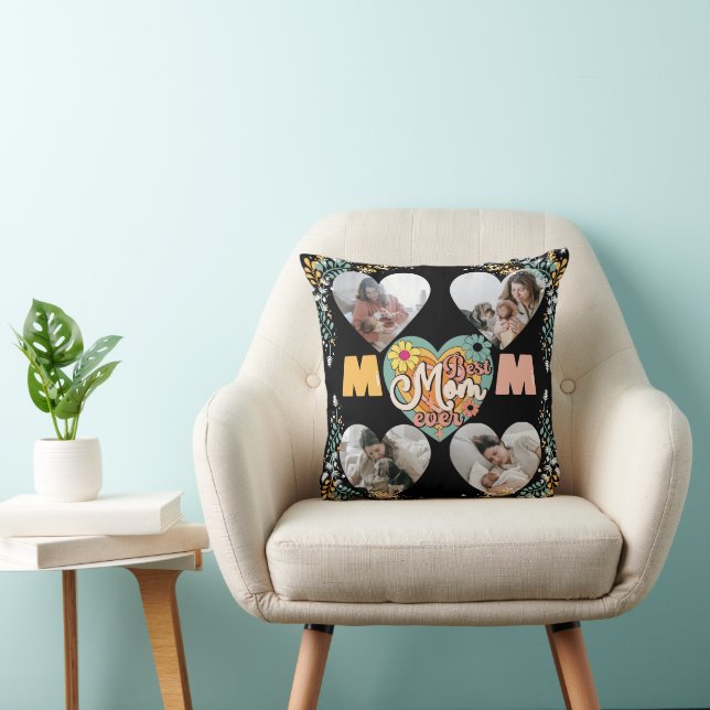 Best Mum Ever Multi Heart shape Photo  Cushion (Chair)
