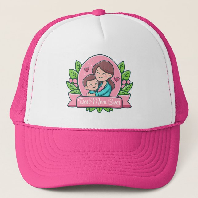 Best Mum Ever, Mum And Child, Custom Trucker Hat (Front)