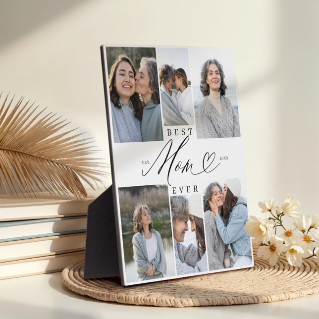 Best Mum Ever Mum Script Heart Photo Collage Plaque (Best Mom Ever Mom Script Heart Photo Collage Plaque)