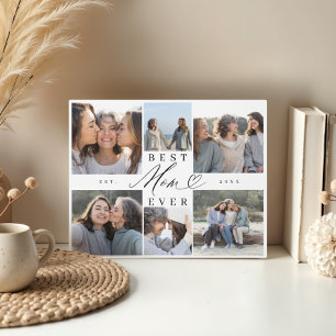 Best Mum Ever Mum Script Heart Photo Collage Plaque