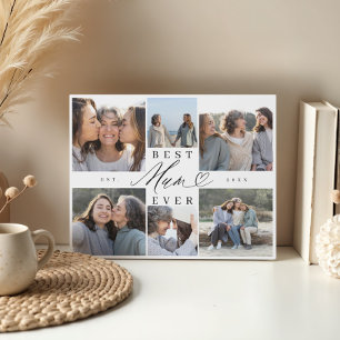 Best Mum Ever Mum Script Heart Photo Collage Plaque