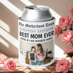 Best Mum Ever Newspaper Custom Name & Photo Can Cooler