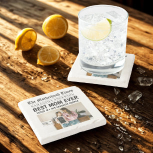 Best Mum Ever Newspaper  Custom Name & Photo Stone Coaster