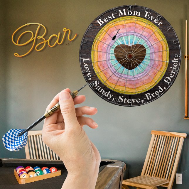 Best Mum Ever Pastel Sunset Rustic Wood Tone Names Dartboard (Creator Uploaded)