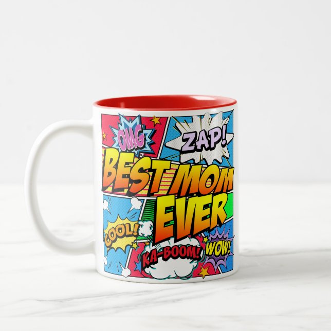 Best Mum Ever Personalise Comic Book Two-Tone Coffee Mug (Left)