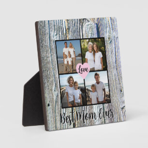 Best Mum ever personalise distressed wood photo Plaque