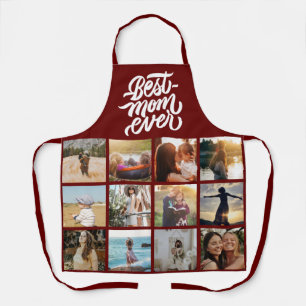 Best Mum Ever Personalised 12 Photo Collage Red Apron