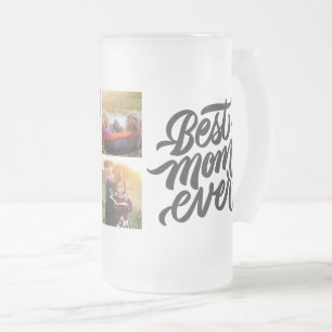Best Mum Ever Personalised 6 Photo Collage Frosted Glass Beer Mug