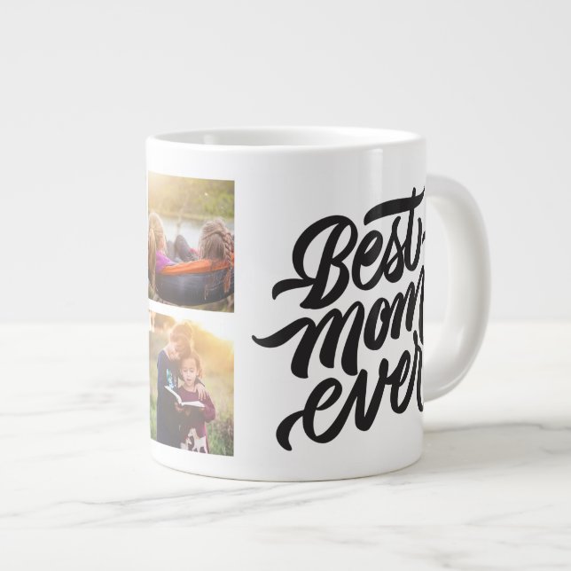 Best Mum Ever Personalised 6 Photo Collage Large Coffee Mug (Front Right)