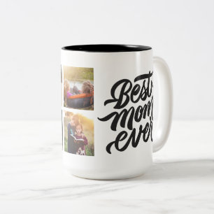 Best Mum Ever Personalised 6 Photo Collage Two-Tone Coffee Mug