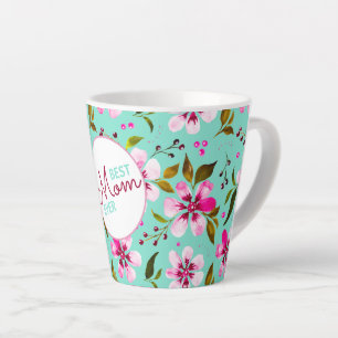 Best Mum Ever Personalised Aqua and Pink Floral Latte Mug