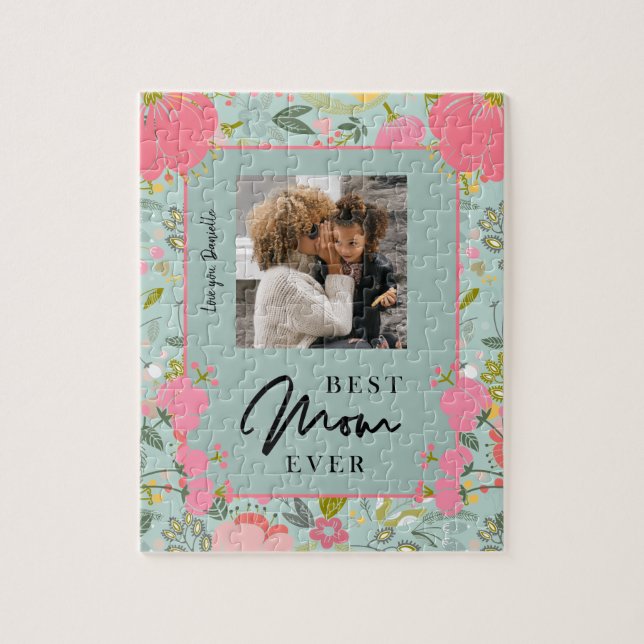 Best mum ever personalised family photo and text jigsaw puzzle (Vertical)