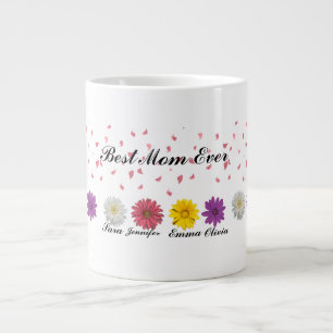 Best Mum Ever Personalised Floral Birth Gift Large Coffee Mug