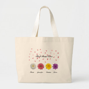 Best Mum Ever Personalised Floral Birth Gift  Large Tote Bag