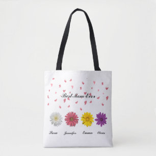 Best Mum Ever Personalised Floral Birth Gift  Tote Bag
