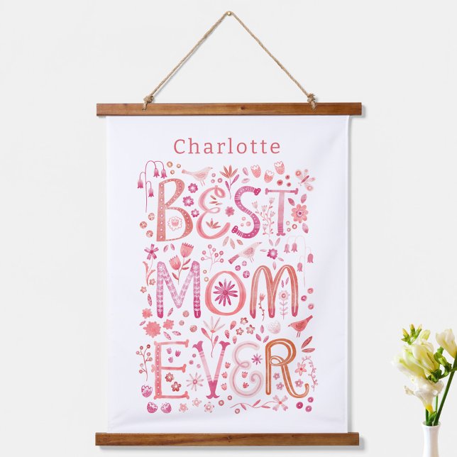 Best Mum Ever Personalised Hanging Tapestry (Best Mom Ever personnalized name hanging tapestry)