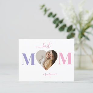 Best Mum Ever Personalised Heart Photo Postcard 