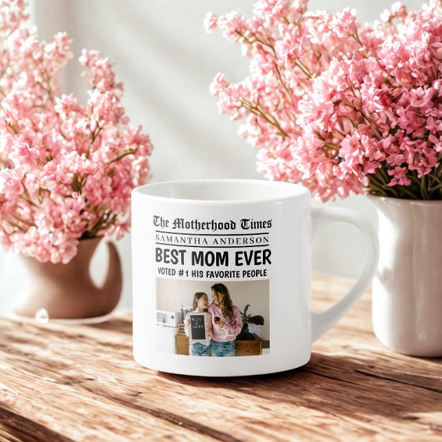 Best Mum Ever Personalised Newspaper   Espresso Cup (Creator Uploaded)