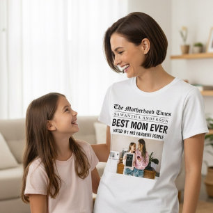 Best Mum Ever Personalised Newspaper Photo  T-Shirt